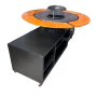 Gratar cu plita rotunda 850 mm, H 950 mm, plita 10mm, masa 600 x 1300,  cu blat de lemn