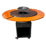 Gratar cu plita rotunda 650 mm, H 950 mm cu blat de lemn, grosime plita 10 mm