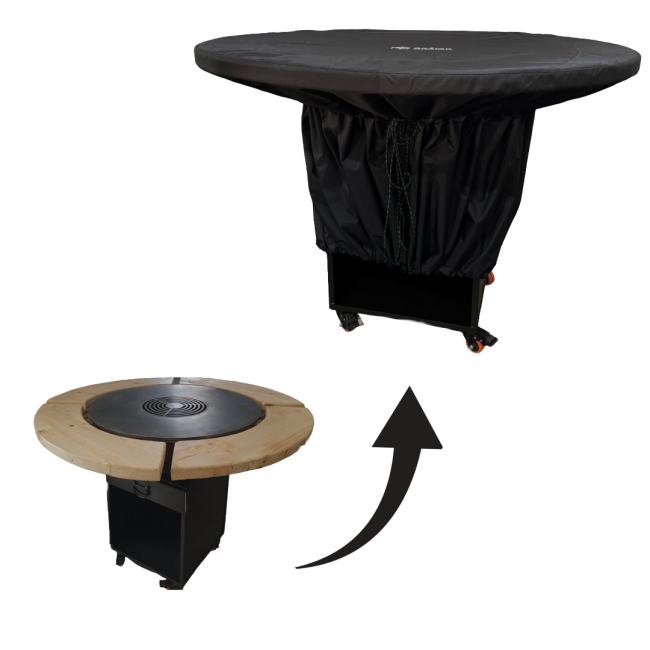 Husa impermeabila pentru gratar cu plita, diametru 85 cm, cu margine de lemn