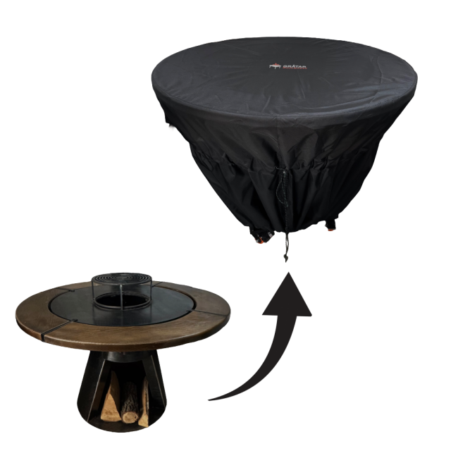 Husa impermeabila pentru gratar cu plita, diametru 100 cm, cu margine de lemn