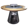 Gratar INOX  cu plita rotunda 100 cm, cu lemn de stejar
