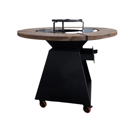 Gratar cu plita rotunda 650 mm, cu margine de lemn