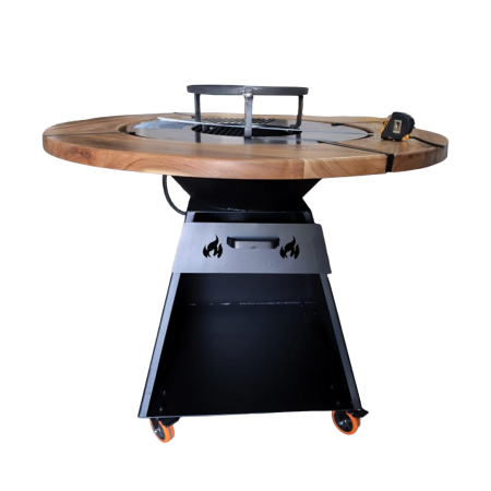 Gratar cu plita rotunda 750 mm, cu margine de lemn