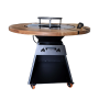 Gratar cu plita rotunda 650 mm, cu margine de lemn