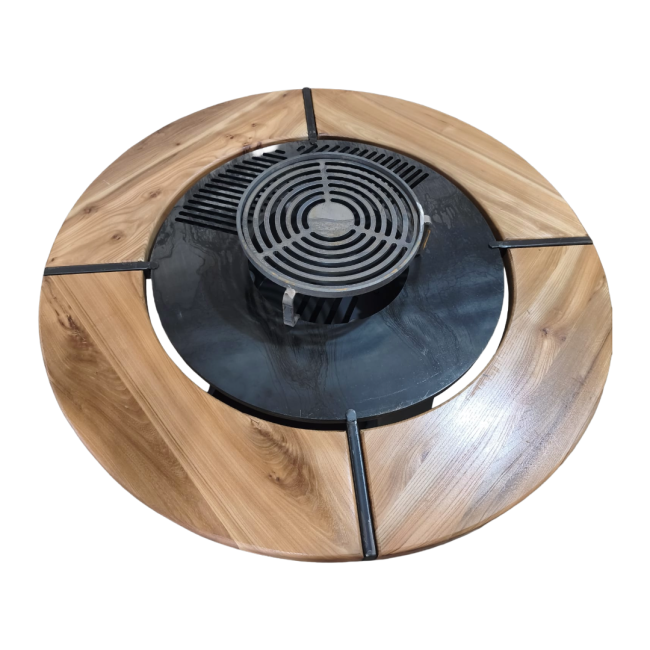 Gratar cu plita rotunda 650 mm, cu margine de lemn