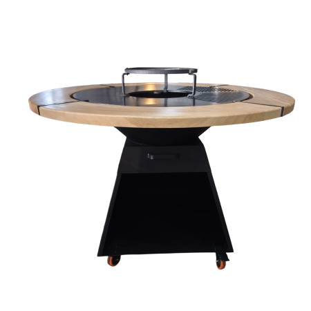 Gratar cu plita rotunda 850 mm, cu margine de lemn